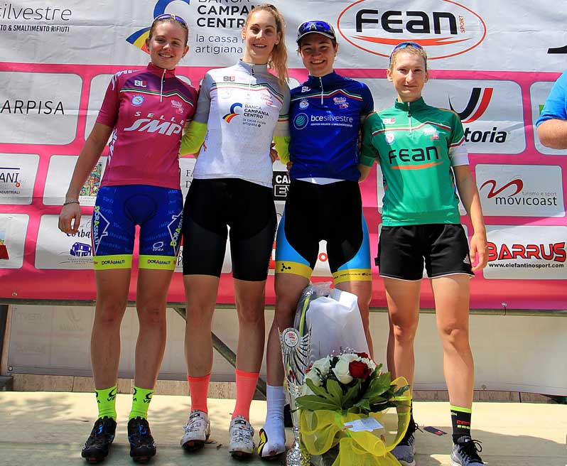 Tutte le maglie finali del Giro della Campania in Rosa vinto da Elena Pirrone
