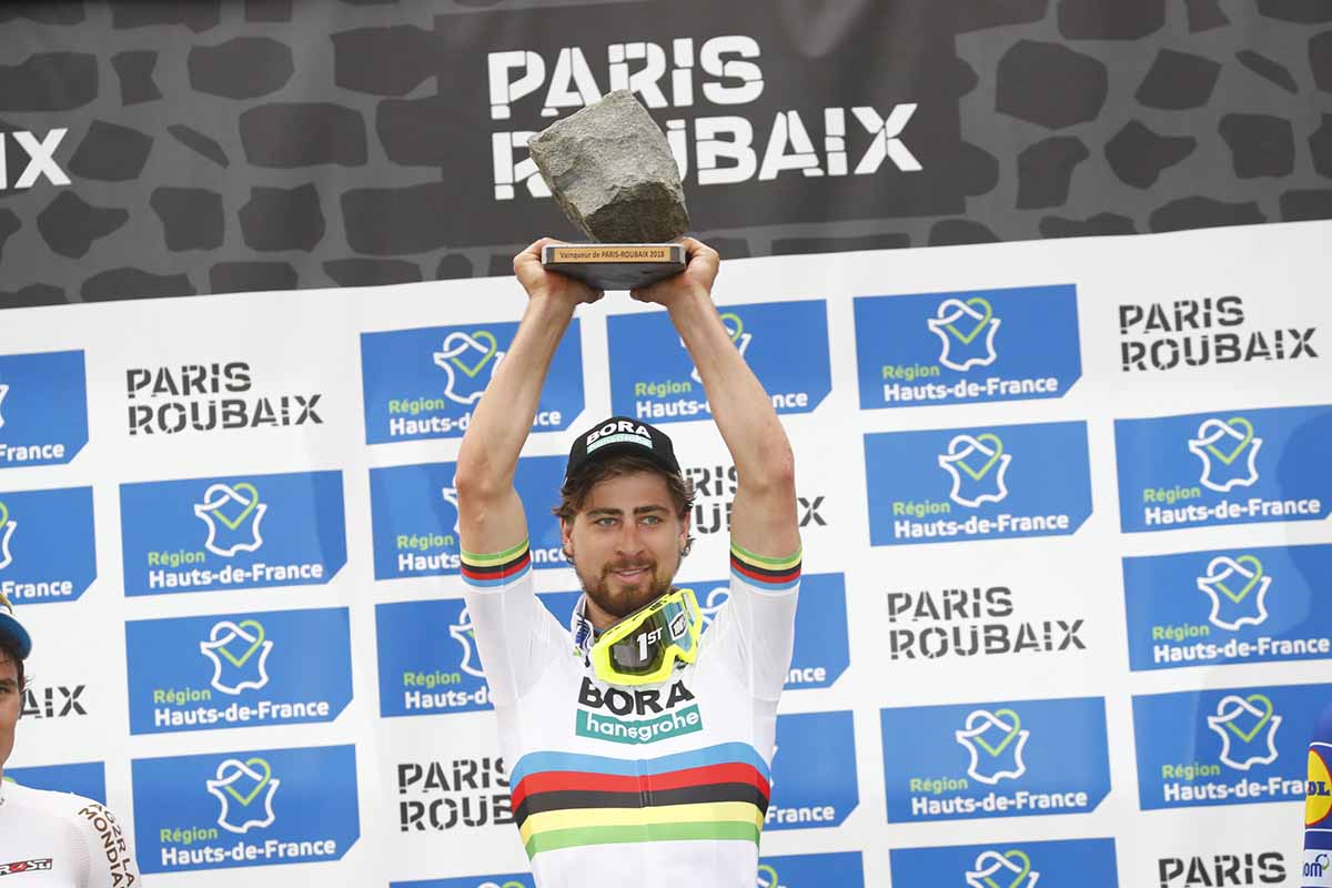Peter Sagan vince la Parigi-Roubaix 2018 (foto BettiniPhoto)