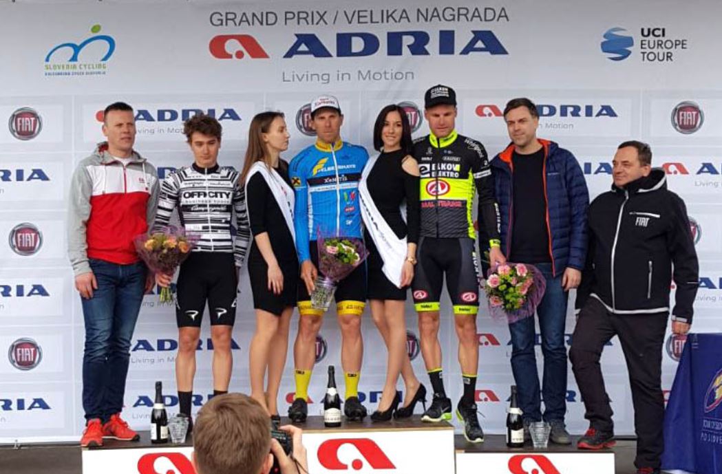 Il podio del Gp Adria Mobil 2018 vinto da Filippo Fortin