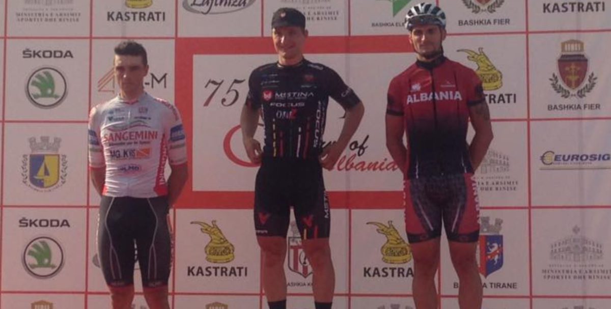 Il podio della seconda tappa del Tour of Albania vinta da Nicolas Marini
