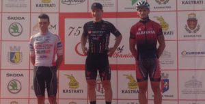 Il podio della seconda tappa del Tour of Albania vinta da Nicolas Marini