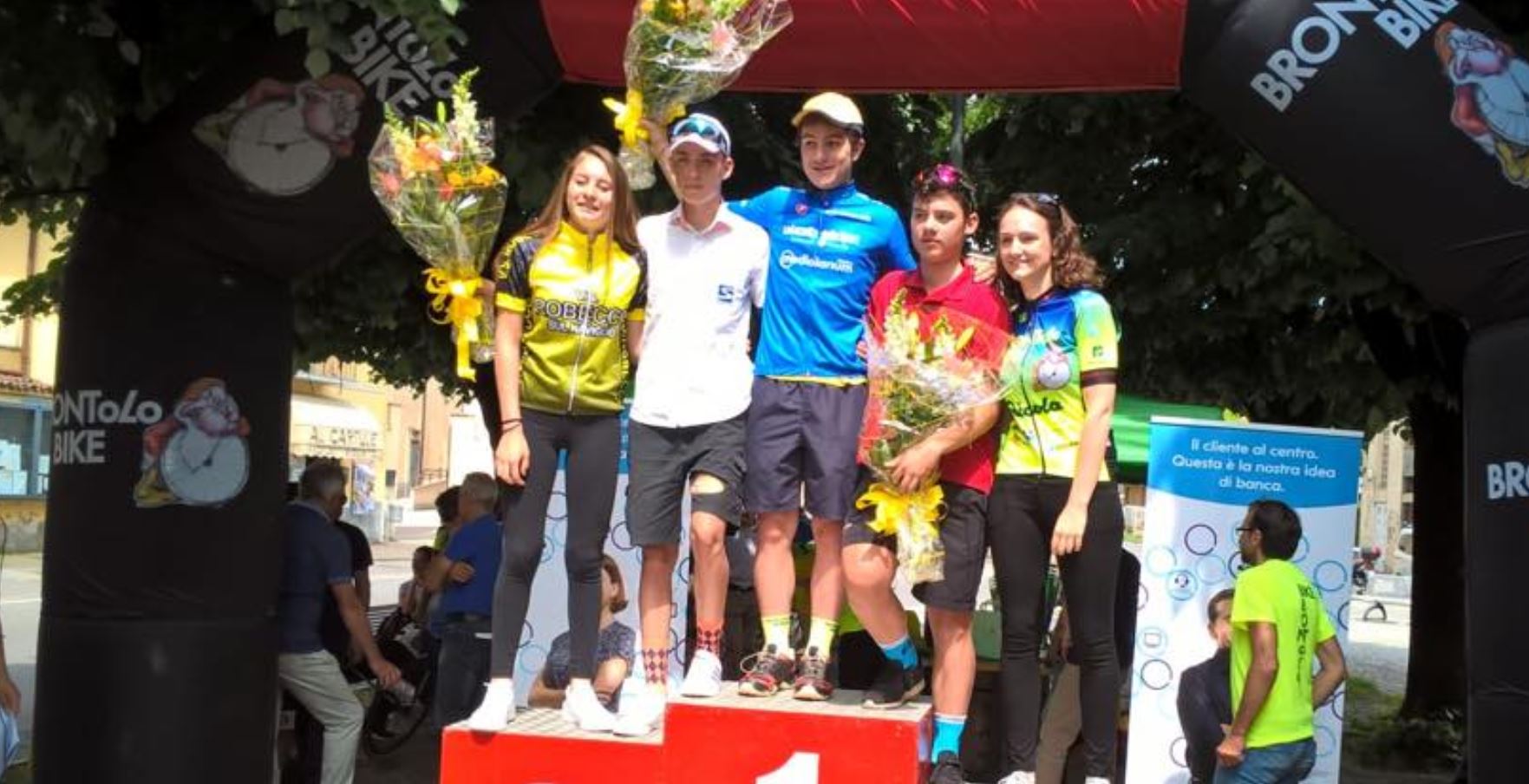 Il podio della gara Allievi di Robecco sul Naviglio vinta da Massimiliano Pini