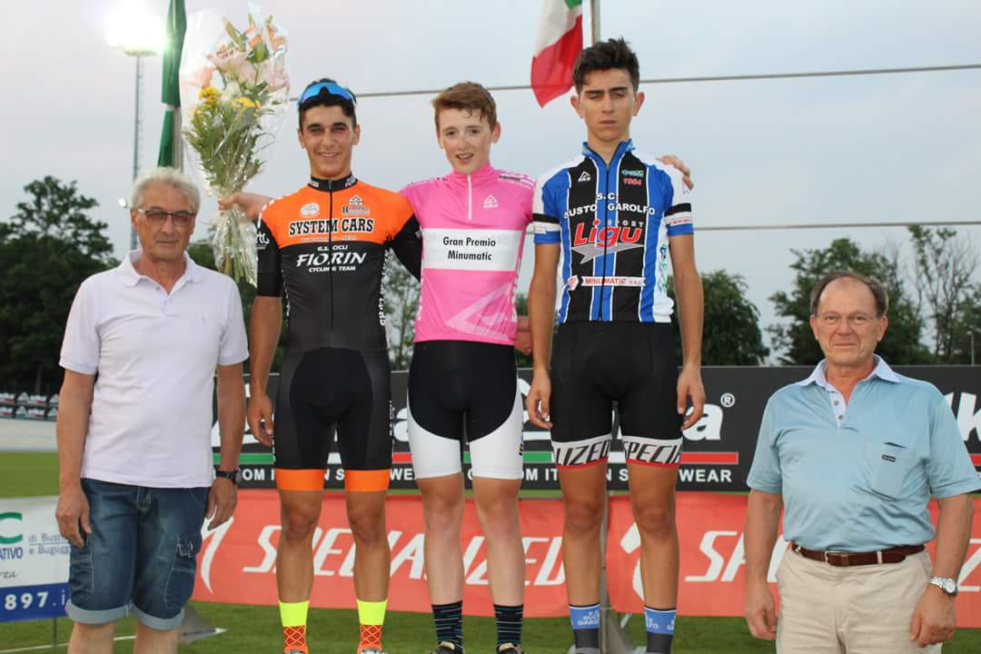 Il podio Esordienti 2° anno dopo la prima serata della Tre Sere di Busto Garolfo