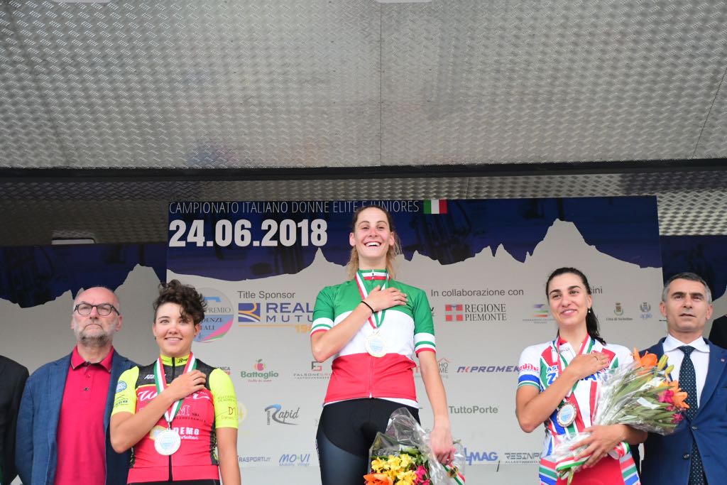 Il podio del Campionato Italiano Donne Junior 2018 vinto da Vittoria Guazzini