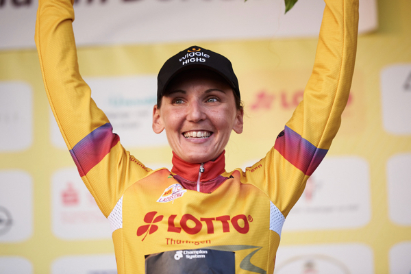 Lisa Brennauer leader del Lotto Thuringen Ladies Tour 2018 dopo la quinta tappa (foto Sean Robinson/velofocus.com)
