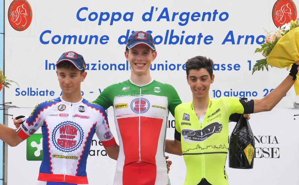 Il podio del Gp dell'Arno 2018 vinto da Alessio Acco