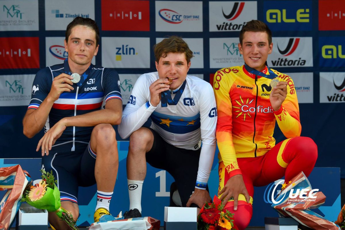 Il podio del Campionato Europeo strada Under 23 2018