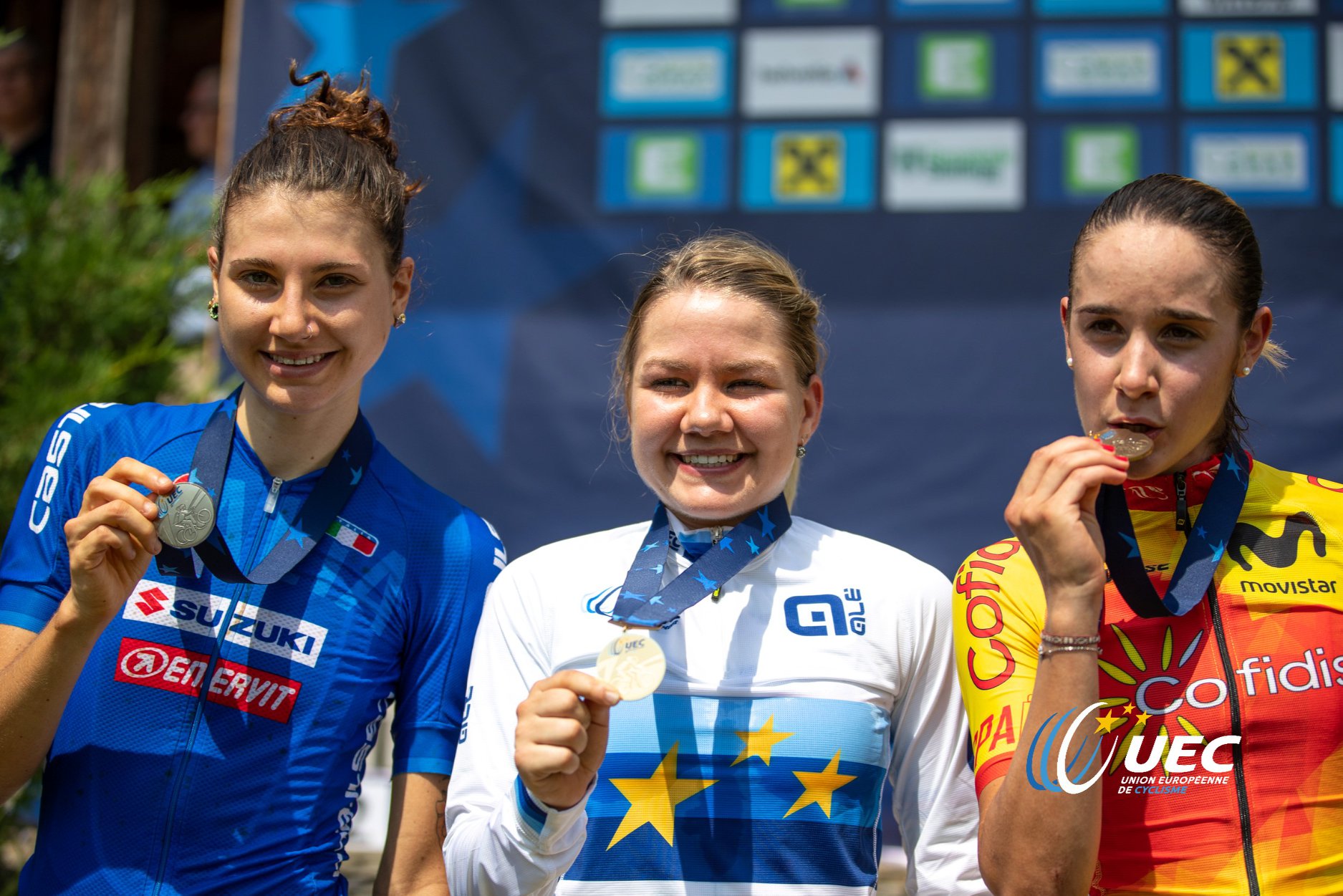 Il podio del Campionato Europeo XCO Donne Under 23