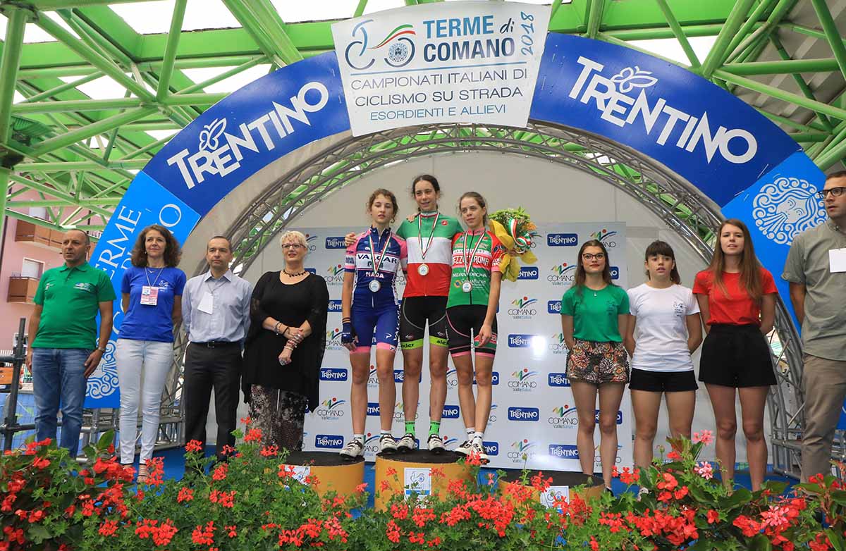 Il podio Donne Esordienti 1° anno del Campionato Italiano su strada 2018