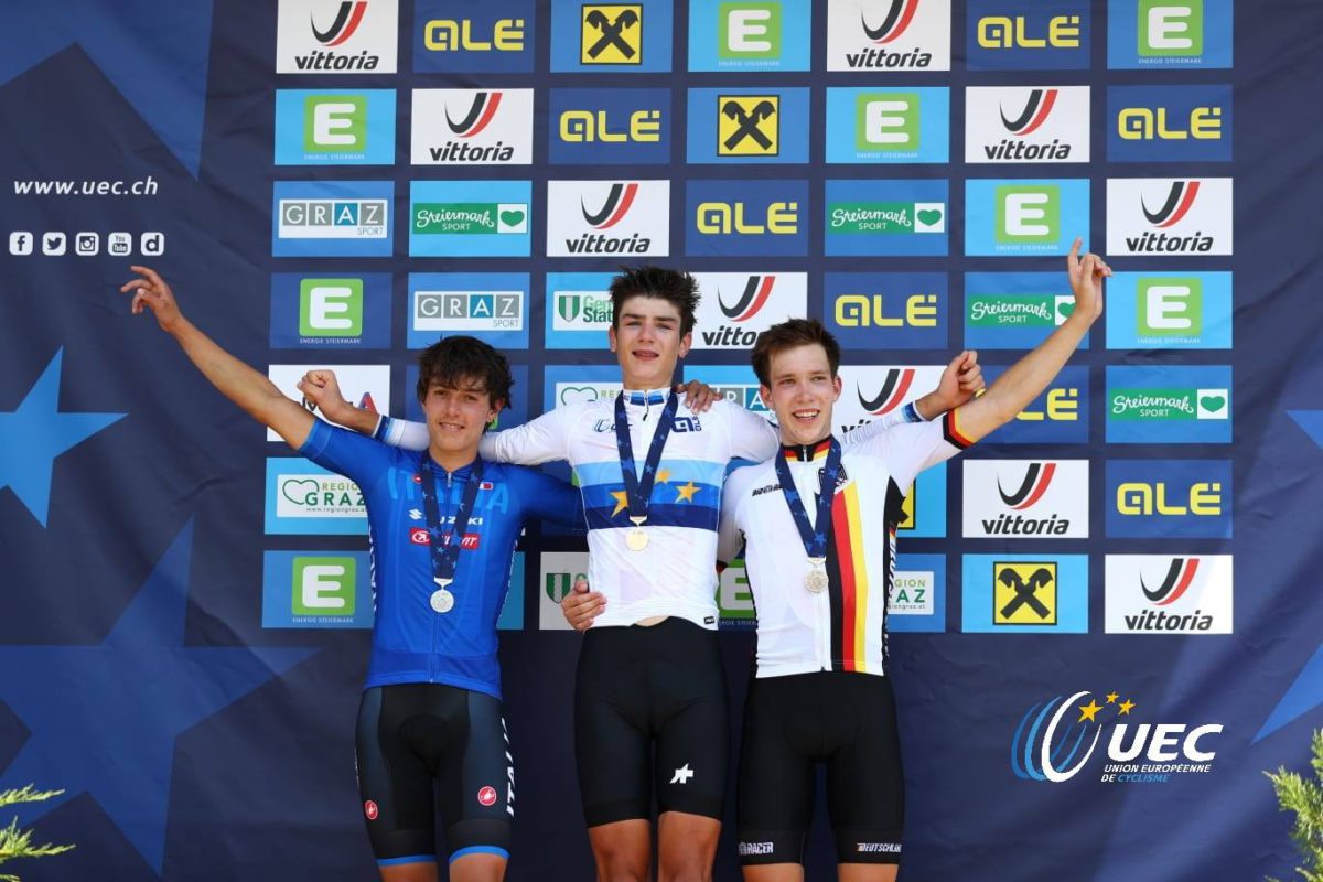 Il podio del Campionato Europeo XCO Juniores 2018 a Graz
