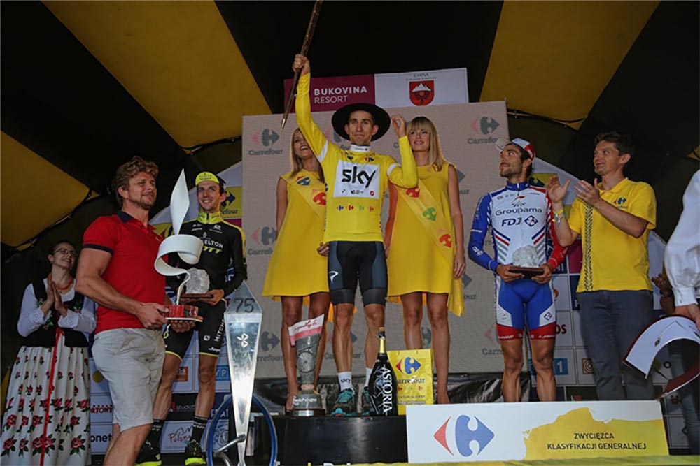 Il podio finale del Tour de Pologne 2018 vinto da Michal Kwiatkowski