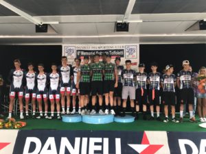 Il podio della prima tappa del Giro del Nord Est d'Italia, la cronosquadre vinta dalla Borgo Molino