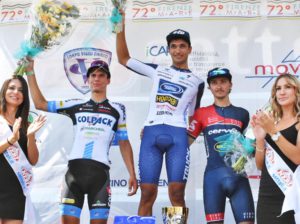 Il podio della Firenze-Viareggio 2018 vinta da Jalel Duranti