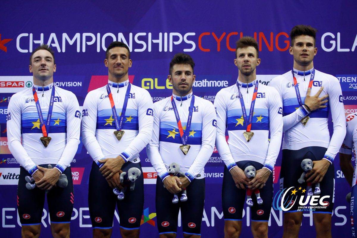 Azzurri campioni d'Europa dell'Inseguimento a squadre a Glasgow 2018