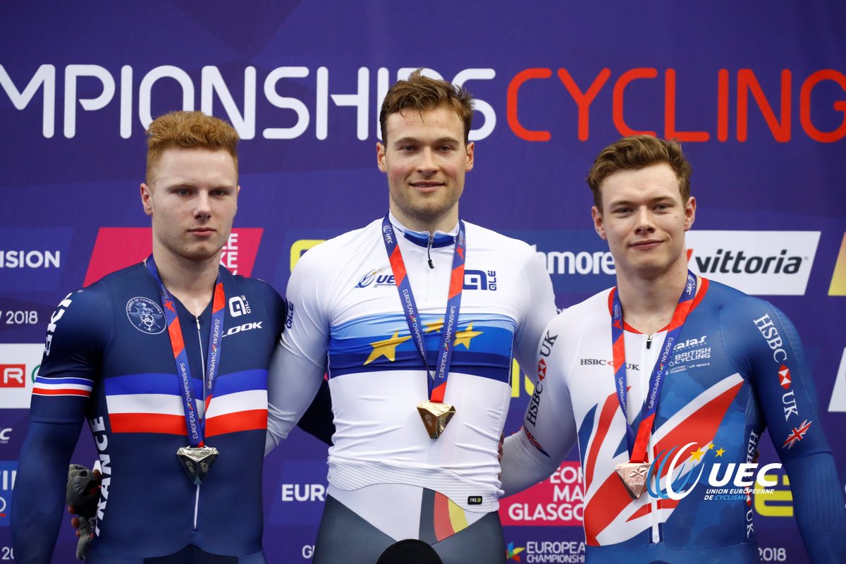 Il podio del Campionato Europeo Keirin