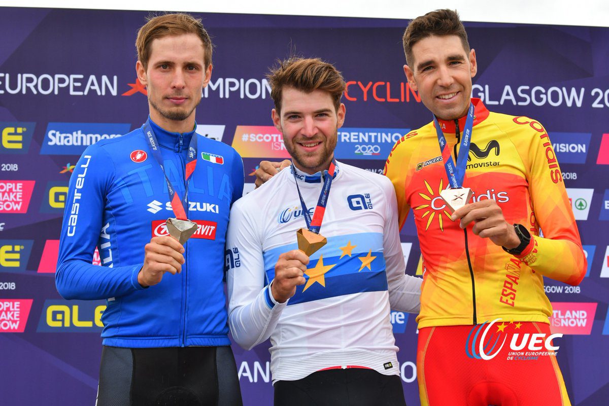Il podio machile del Campionato Europeo XCO a Glasgow