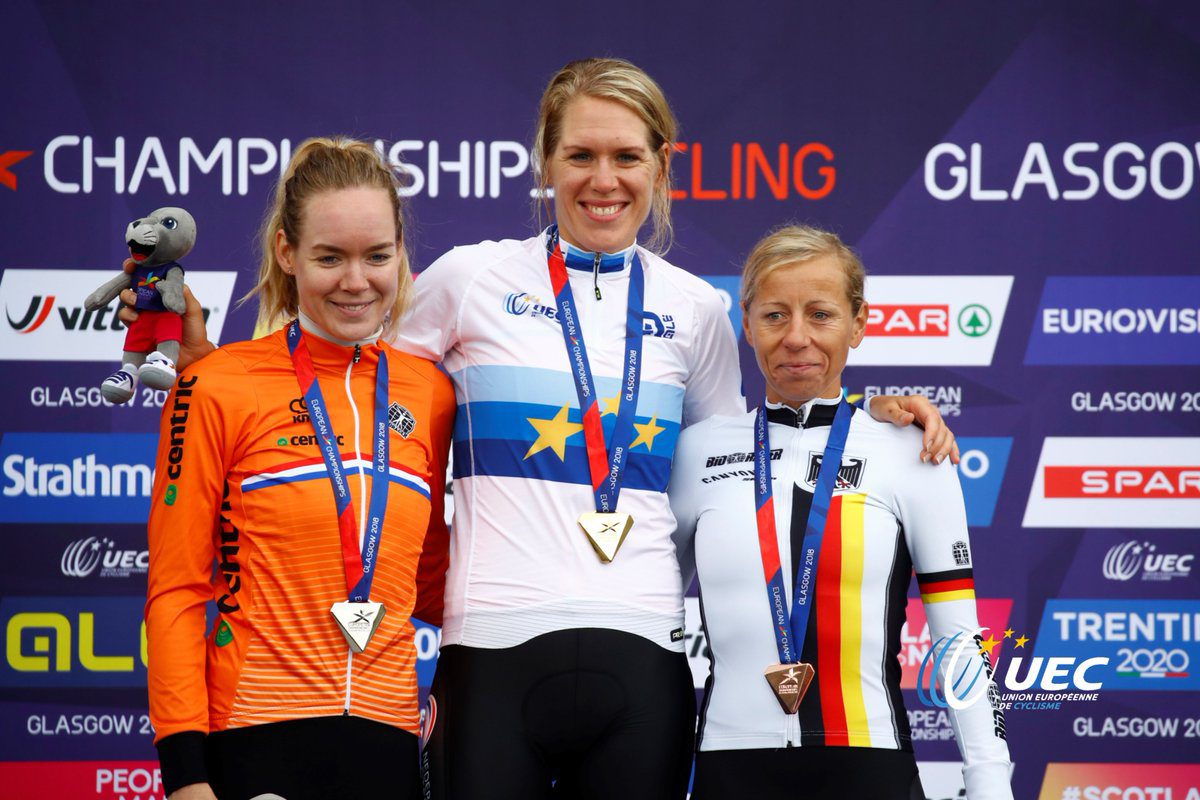 Il podio del Campionato Europeo a cronometro Donne Elite