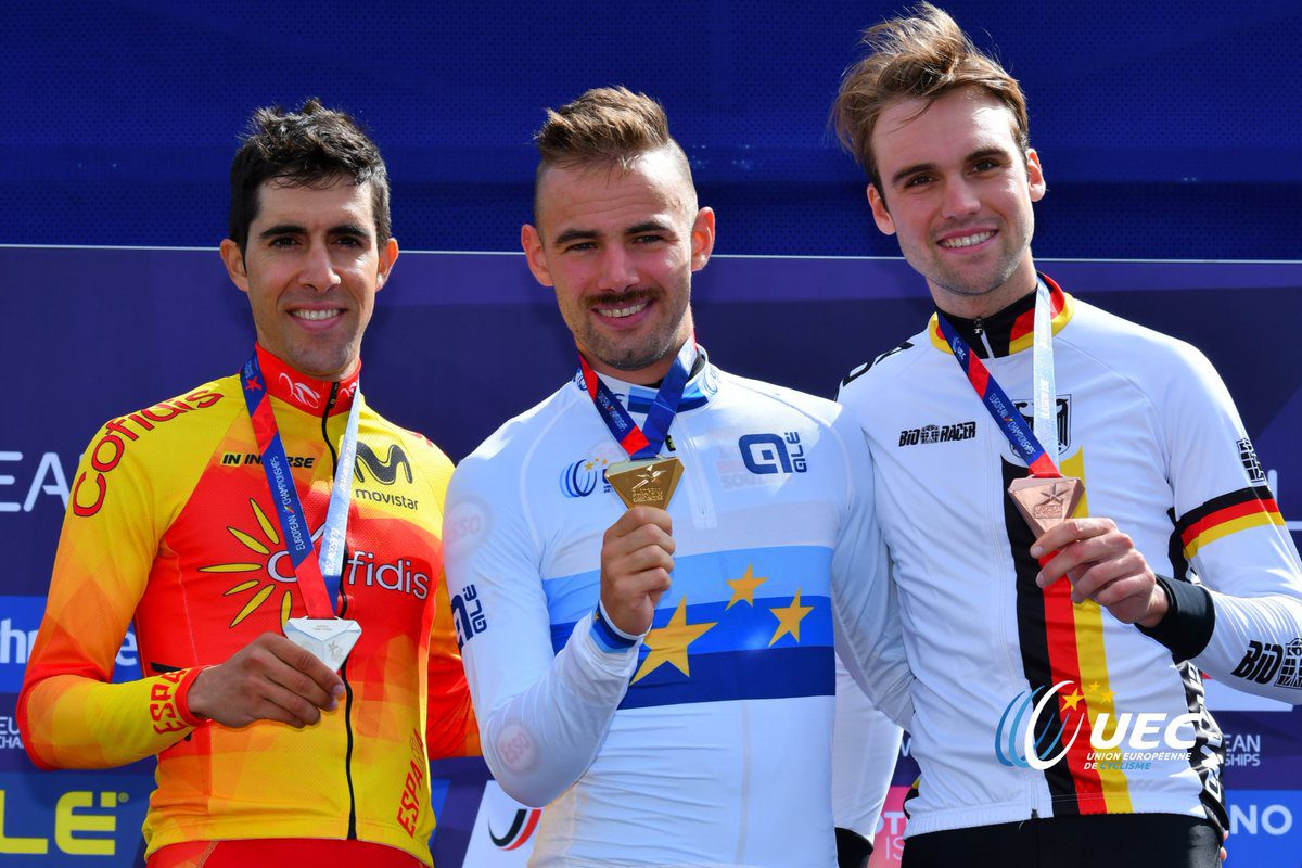 Il podio del Campionato Europeo a cronometro maschile