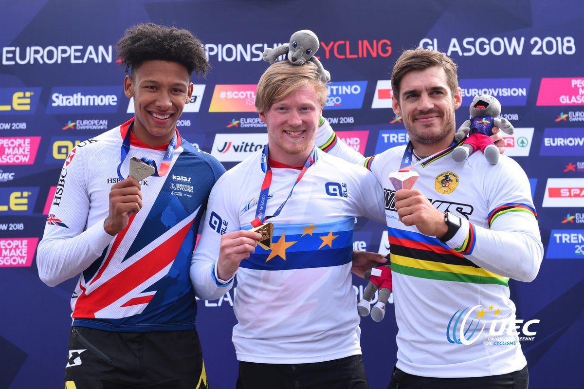 Podio maschile Campionati Europei BMX di Glasgow