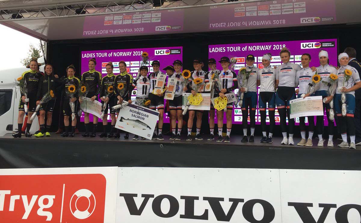 Il podio della cronosquadre Ladies Tour of Norway