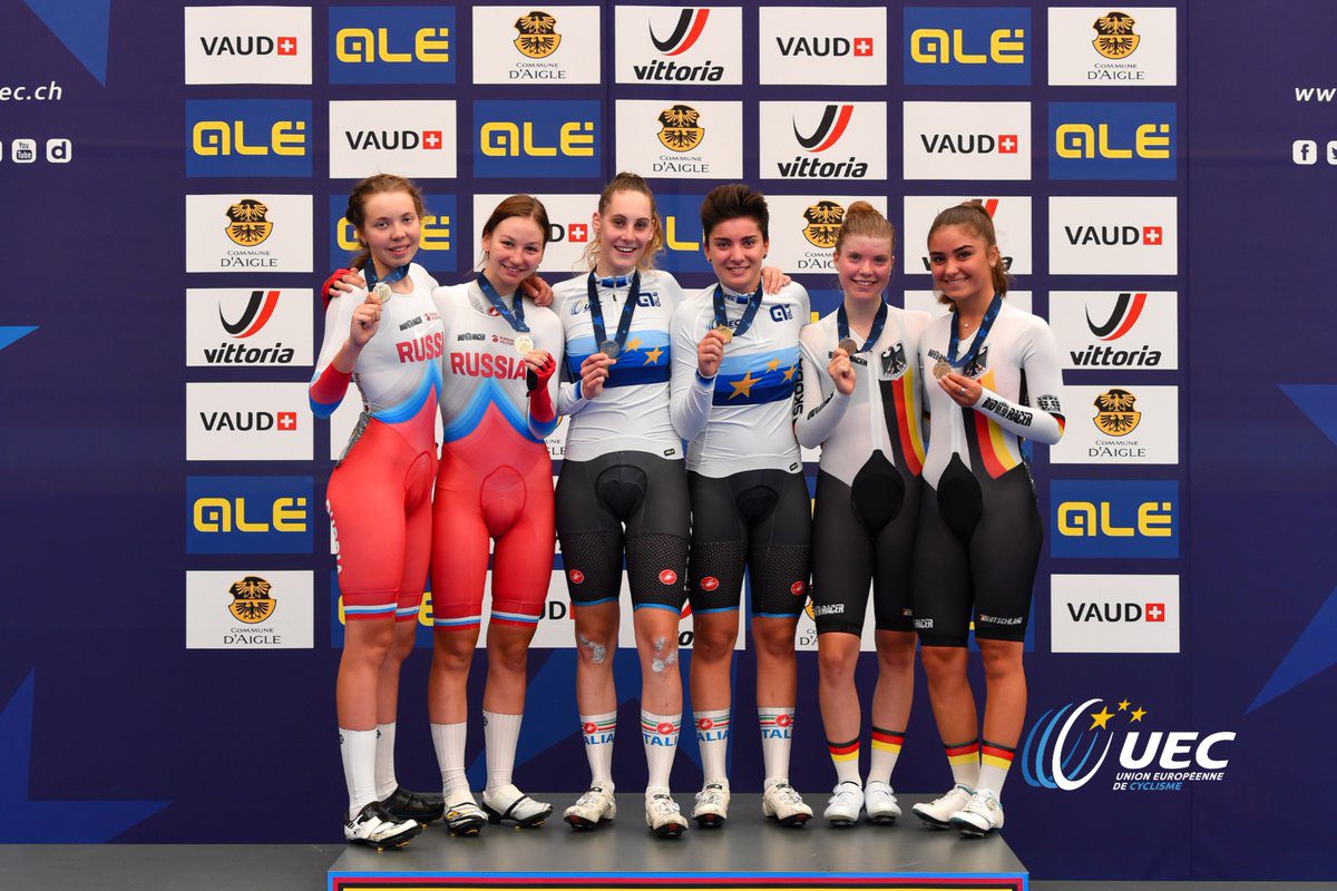 Il podio dei Campionati Europei Madison Donne Junior