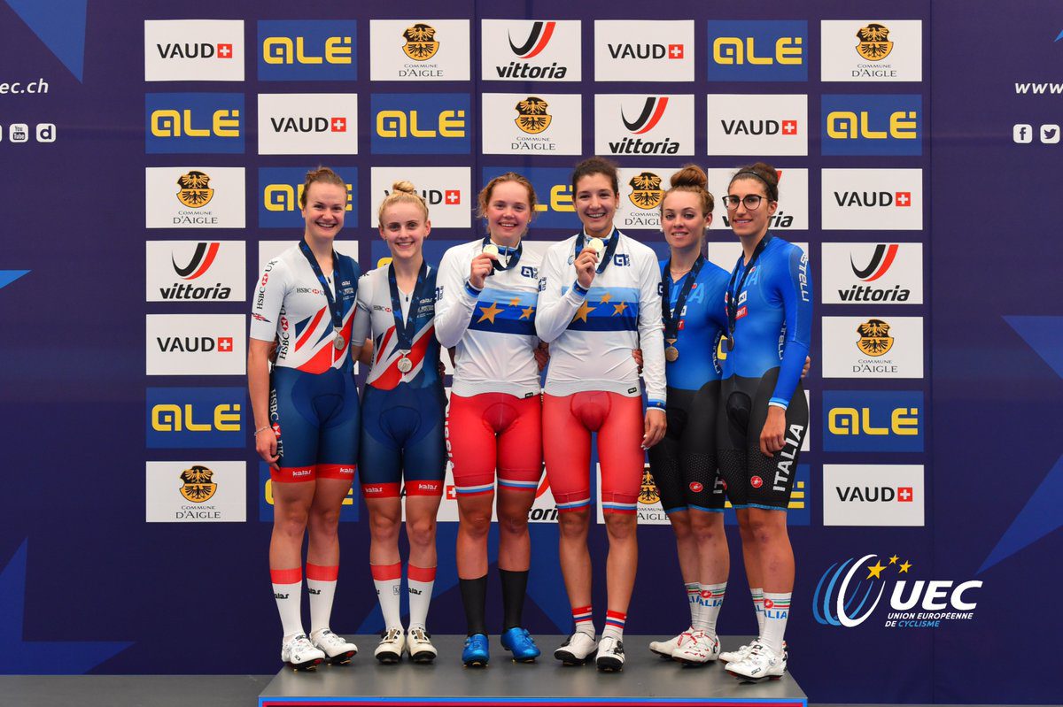 Il podio dei Campionati Europei Madison Donne Under 23