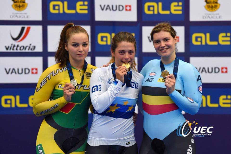 Il podio dei Campionati Europei Velocità Donne Under 23
