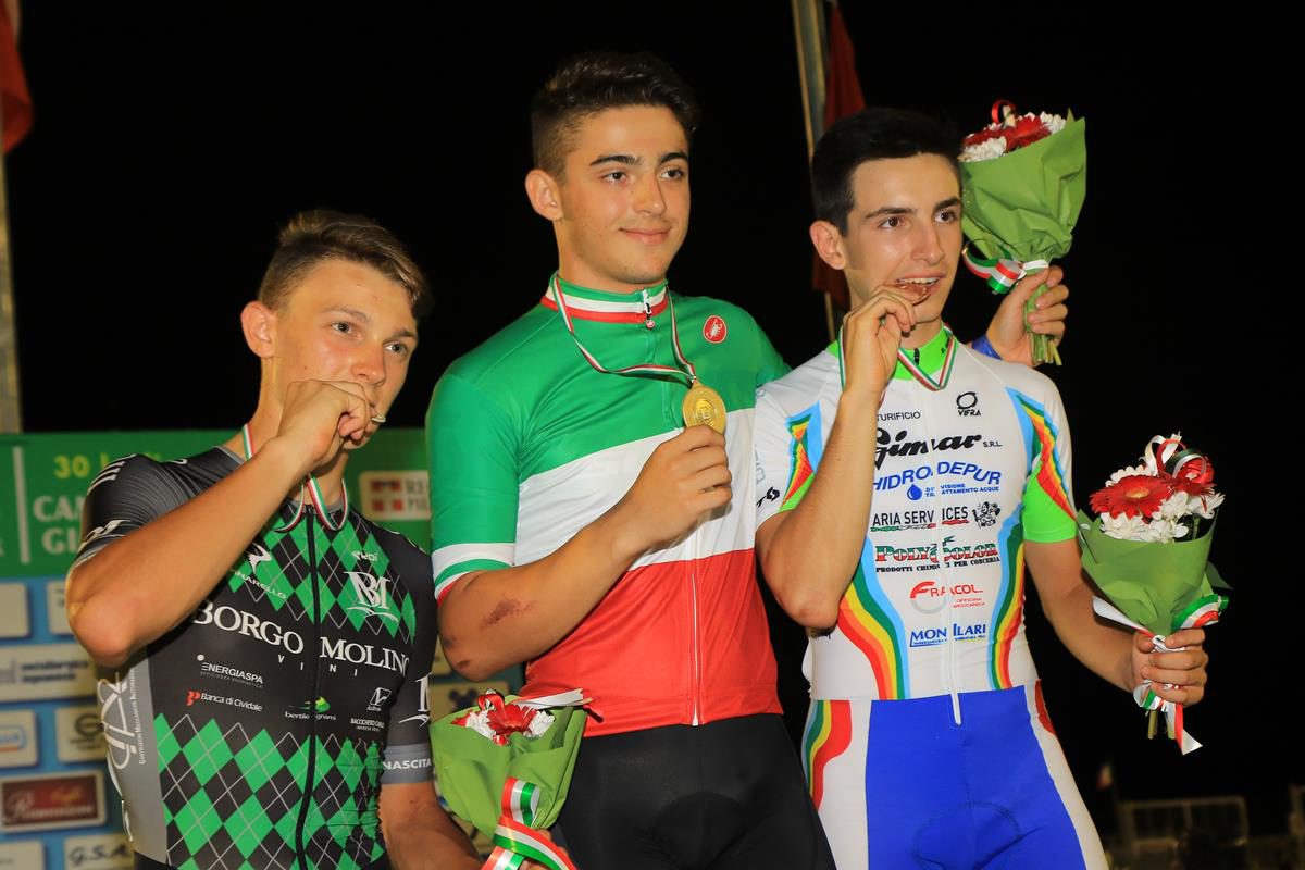 Il podio del Campionato Italiano Velocità Allievi vinto da Daniele Napolitano