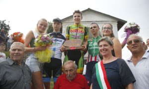 Il podio del Trofeo Sportivi di Briga 2018 vinto da Jakob Dorigoni