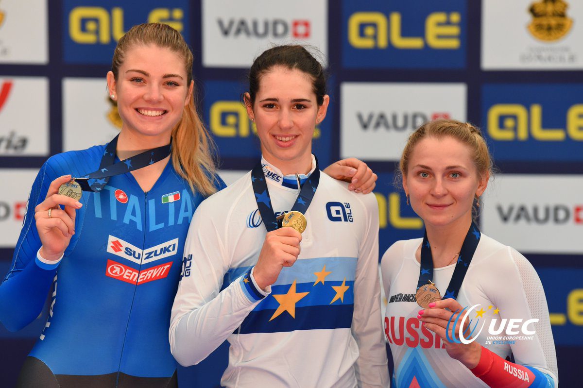 Il podio dei Campionati Europei Inseguimento Donne U23