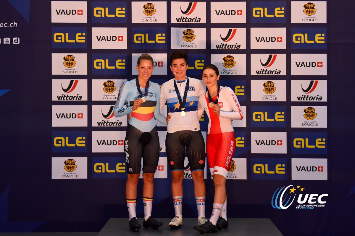 Il podio dei Campionati Europei Eliminazione Donne Junior