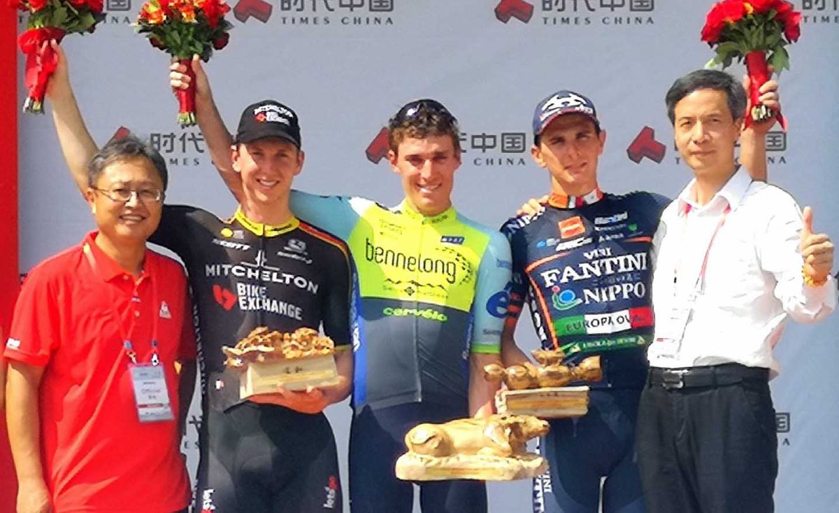 Il podio della seconda tappa del Tour of China II