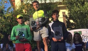 Il podio di Rignano sull'Arno con la vittoria di Mattia Petrucci