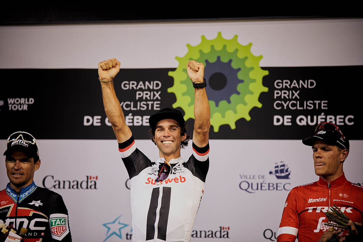 Michael Matthews vince il Gp de Quebec 2018 (foto Véronique Lavoie)