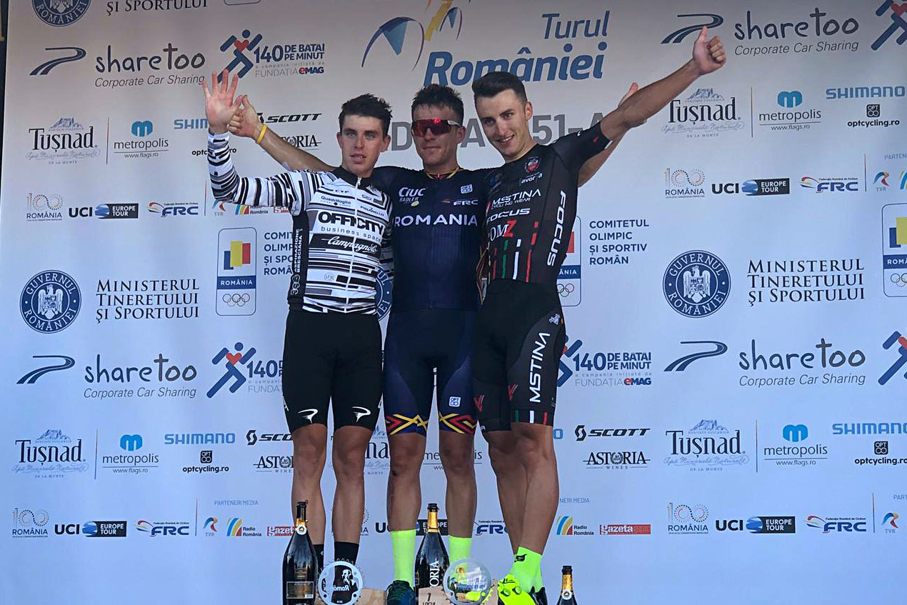 Il podio della seconda tappa del Giro di Romania