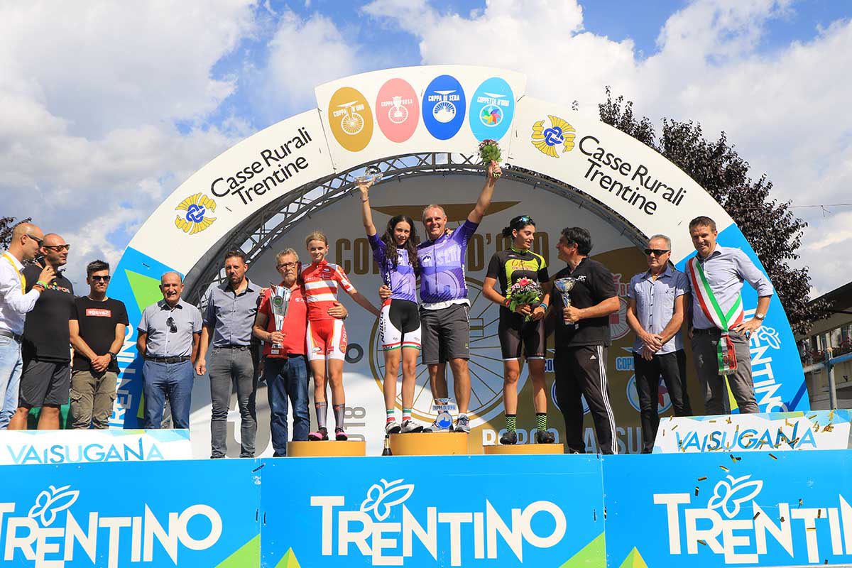 Il podio della Coppa di Sera Donne Esordienti 1° anno vinta da Federica Venturelli
