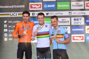 Il podio del Campionato del Mondo a cronometro Professionisti di Innsbruck 2018