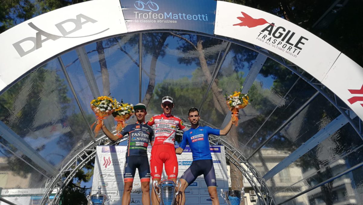 Il podio del Trofeo Matteotti 2018 vinto da Davide Ballerini