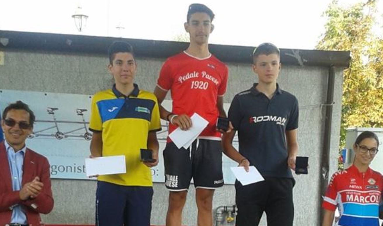 Il podio della gara Allievi di Turbigo vinta da Luca Poggi