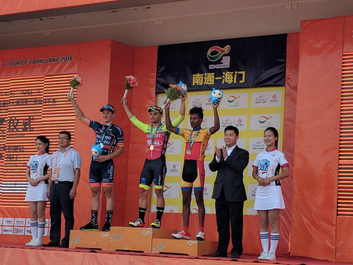Il podio della quinta tappa del Tour of Taihu Lake