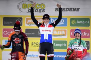 Il podio femminile del Cyclocross Bredene