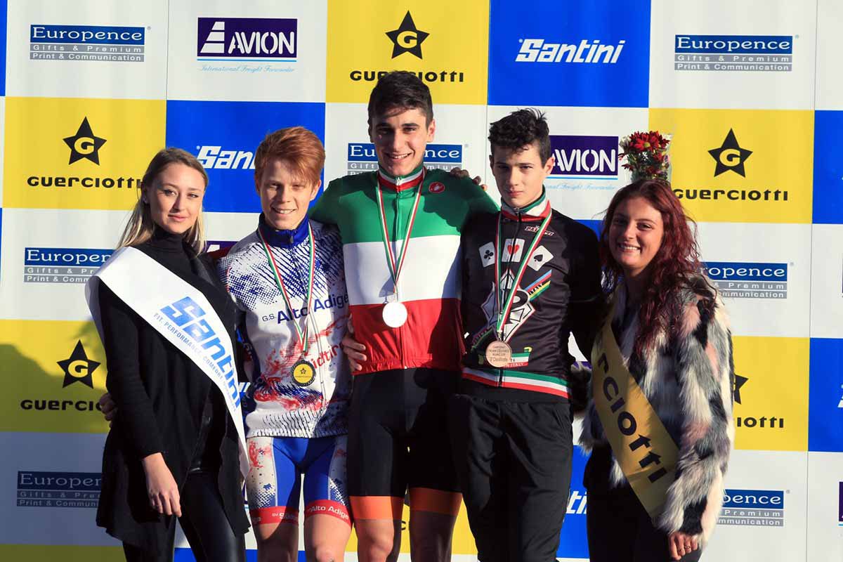 Il podio del Campionato Italiano Ciclocross Allievi 1° anno vinta da Filippo Borello