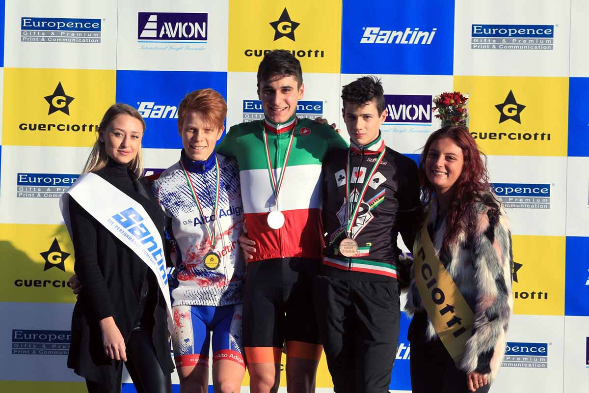 Il podio del Campionato Italiano Ciclocross Allievi 1° anno vinta da Filippo Borello