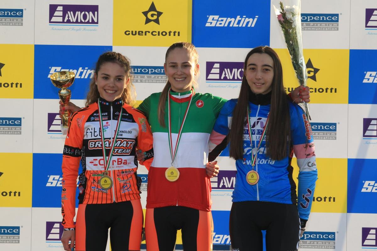 Il podio del Campionato Italiano Ciclocross Donne Allieve 2° anno