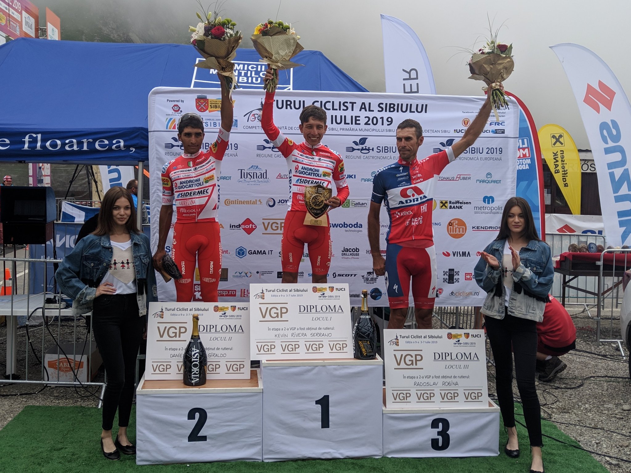Il podio della seconda tappa del Sibiu Tour