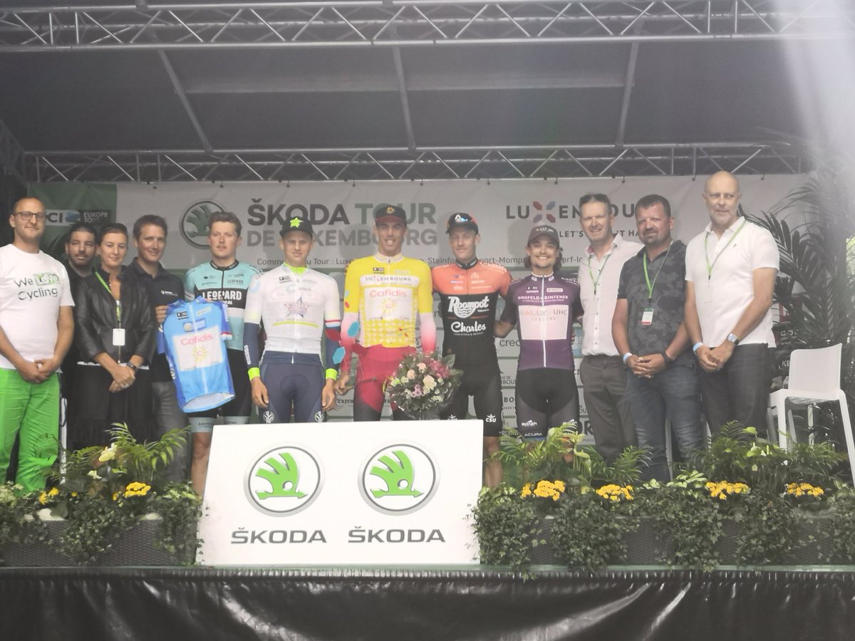 Il podio e le maglie dopo la seconda tappa del Tour de Luxembourg 2019