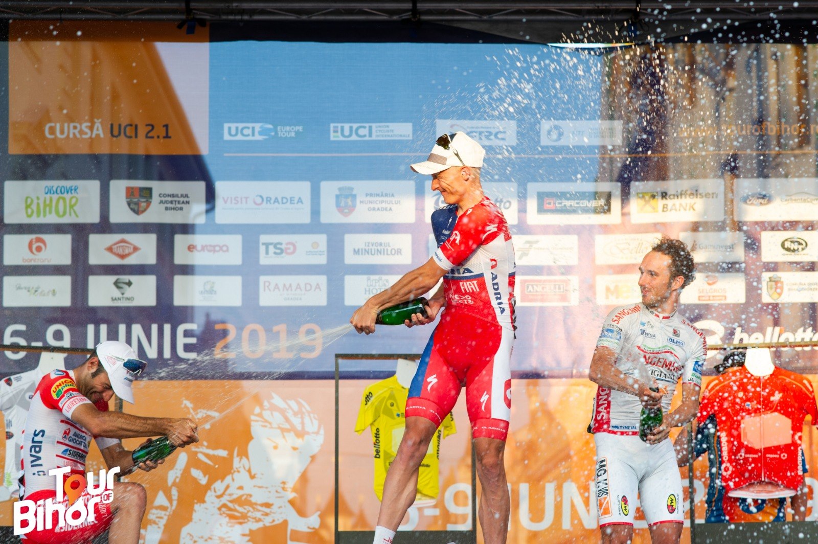 Il podio della prima tappa del Tour of Bihor