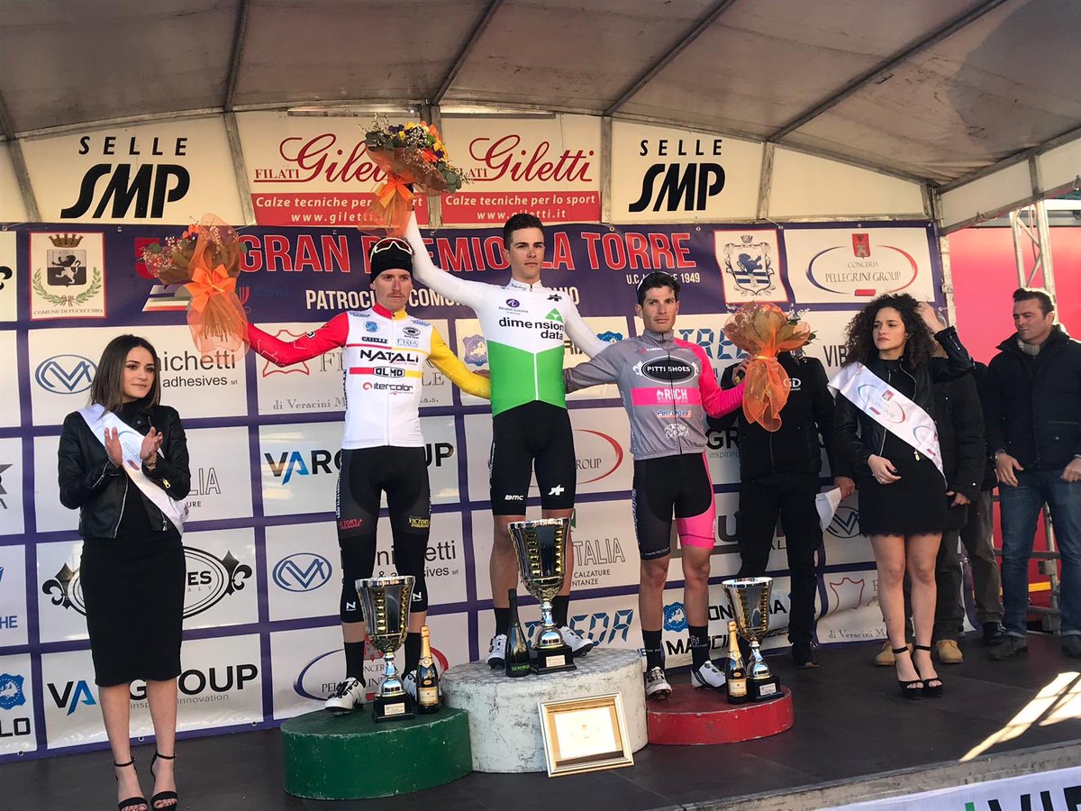 Il podio del Gp La Torre vinto da Samuele Battistella