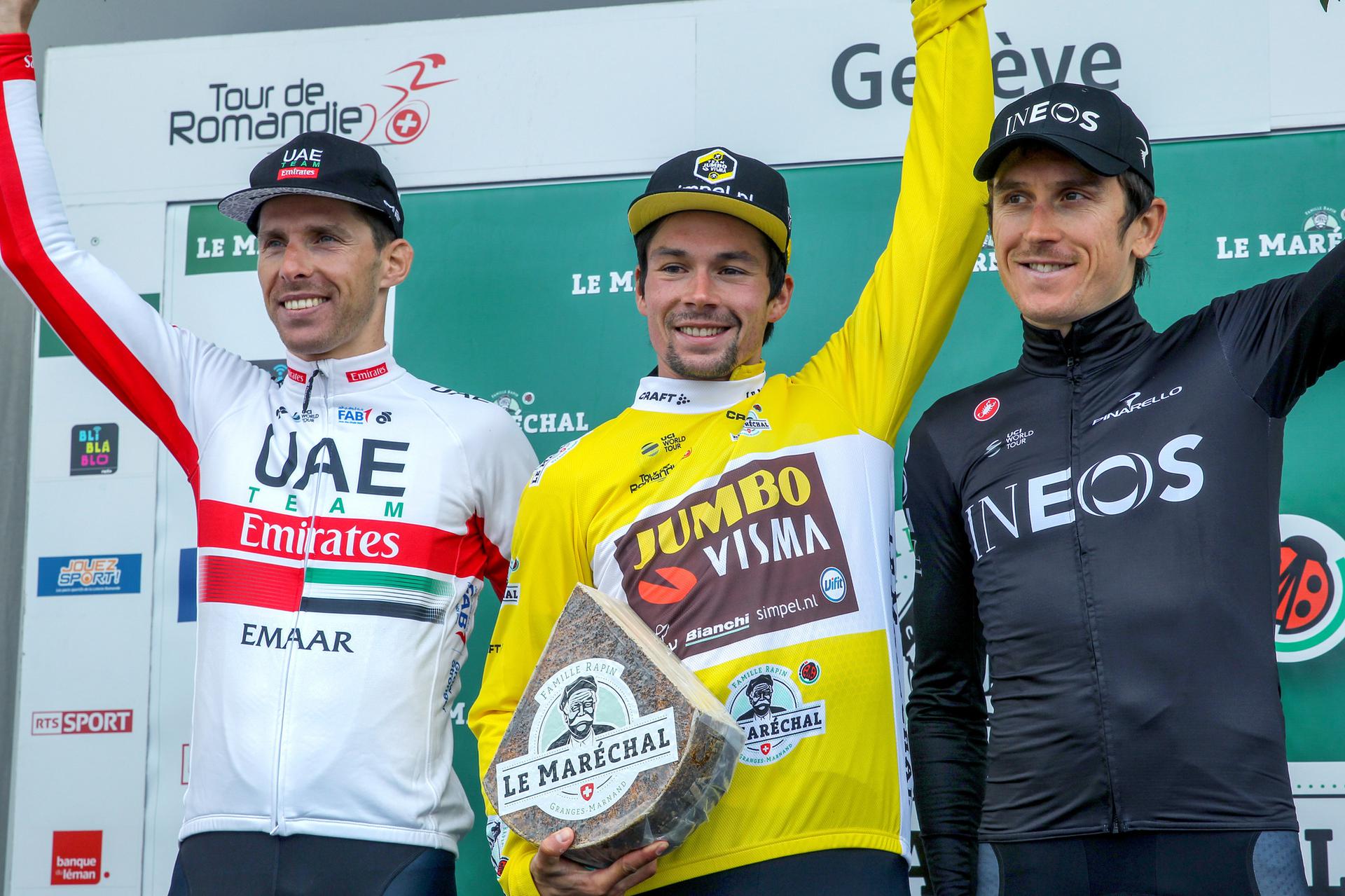 Il podio finale del Tour de Romandie 2019 (foto BettiniPhoto)