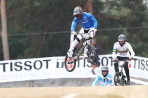 L'azzurro Giacomo Fantoni in azione al Mondiale BMX di Zolder